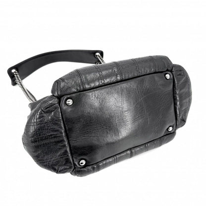 Chanel Choco Bar Bowling Bag Shoulder Chain Leather Black Silver — view 3