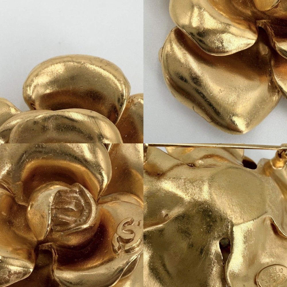 Chanel Brooch Flower Camellia Vintage Gold Plated — view 5