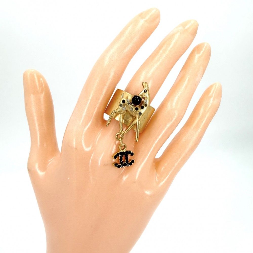 Chanel Ring CC Logo Bambi Rhinestone — view 2