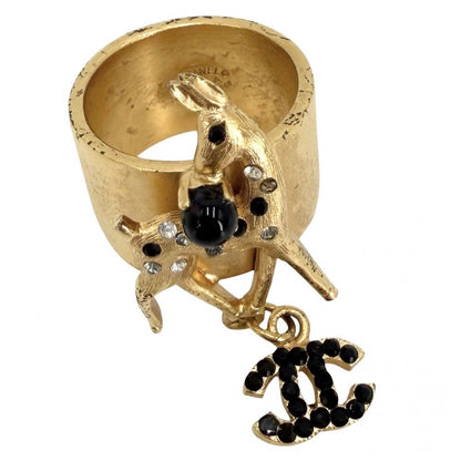 Chanel Ring CC Logo Bambi Rhinestone