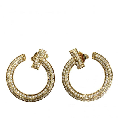 Tiffany & Co Earrings Open Hoop T One 18k YG Gold Diamond