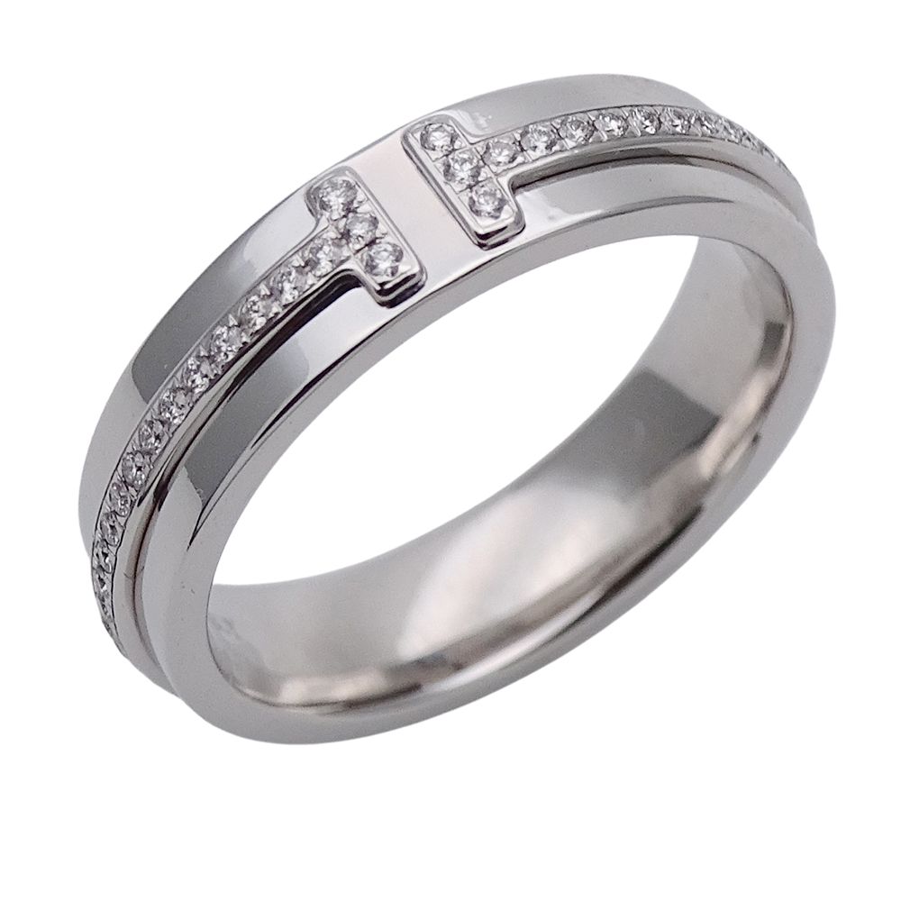 Tiffany & Co Ring Diamond T Two Narrow White Gold Polished