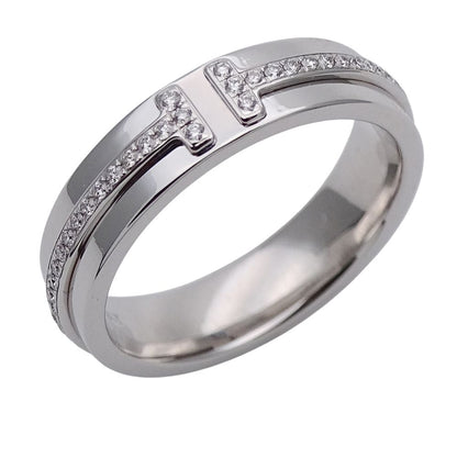 Tiffany & Co Ring Diamond T Two Narrow White Gold Polished
