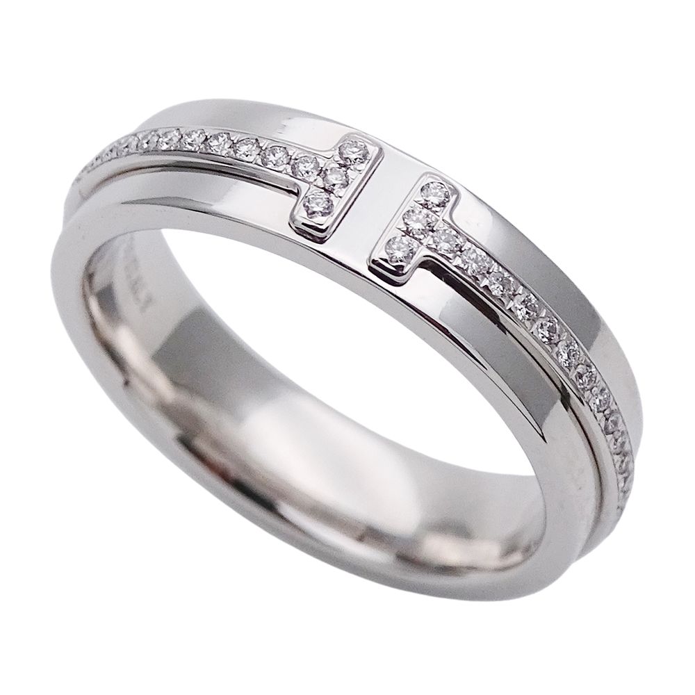 Tiffany & Co Ring Diamond T Two Narrow White Gold Polished — view 4