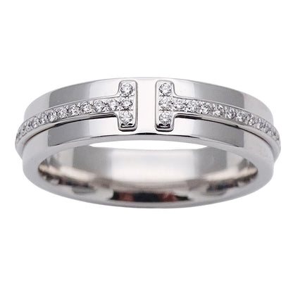 Tiffany & Co Ring Diamond T Two Narrow White Gold Polished — view 2