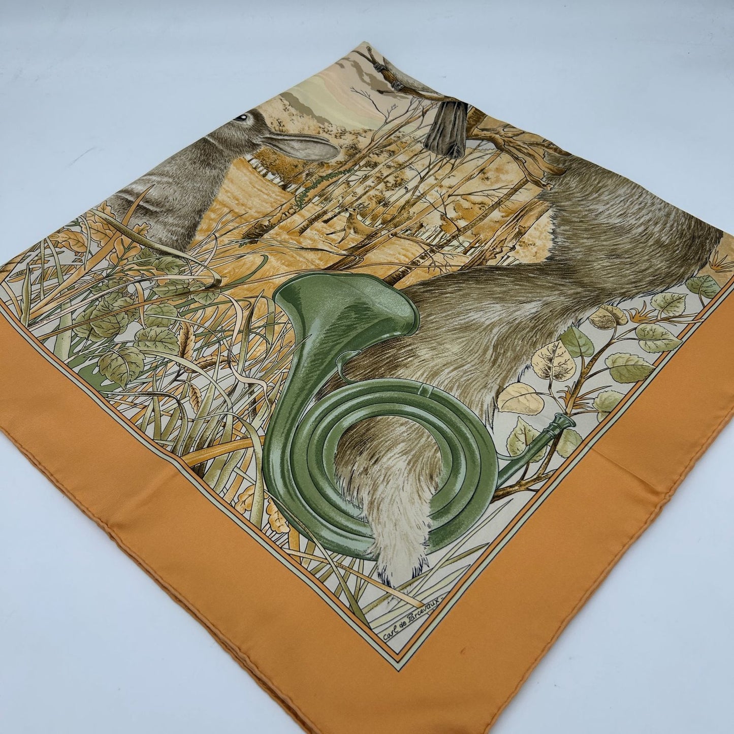 Hermes Carre 90 Yellow Forest Hunting Scarf — view 6