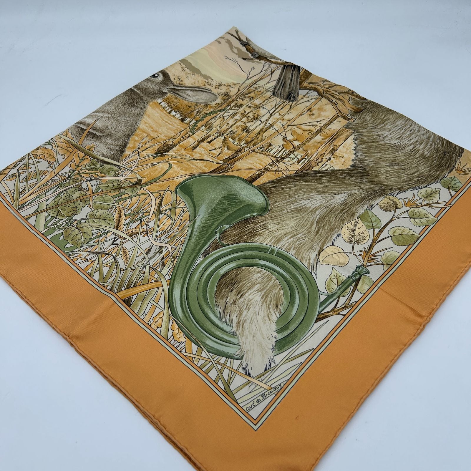 Hermes Carre 90 Yellow Forest Hunting Scarf — view 6