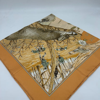 Hermes Carre 90 Yellow Forest Hunting Scarf — view 4