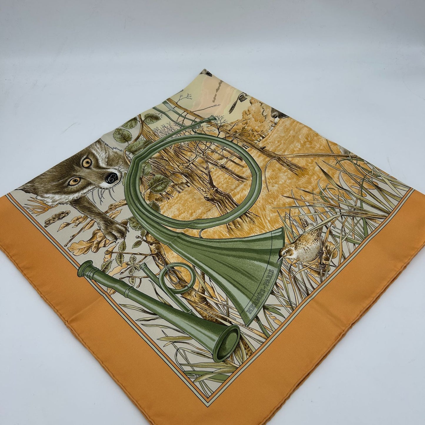 Hermes Carre 90 Yellow Forest Hunting Scarf — view 5