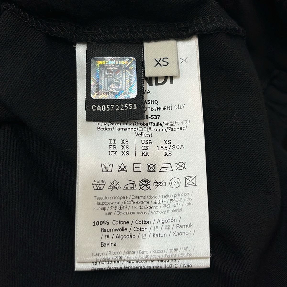 Fendi Short Sleeve Top XS Black Brown Dark Zucca Pattern — view 4