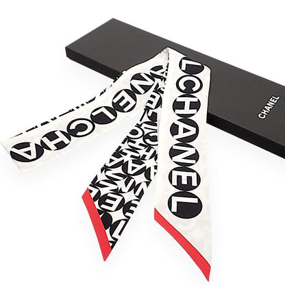 Chanel Slim Bandeau Scarf Silk White SA