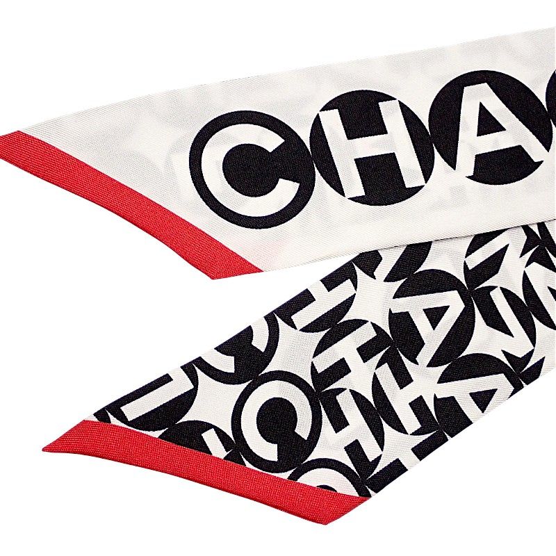 Chanel Slim Bandeau Scarf Silk White SA — view 5