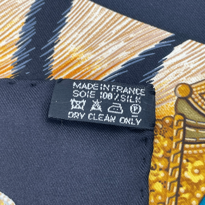 Hermes Carre 90 la Femme Aux Woman with Wind Footpads Scarf Black Multicolor — view 3
