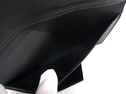 Louis Vuitton Wallet Taiga Portefeuille Long Black Leather Bifold Billfold — view 4