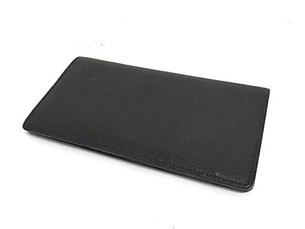 Louis Vuitton Wallet Taiga Portefeuille Long Black Leather Bifold Billfold — view 2