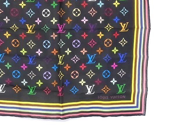 Louis Vuitton Handkerchief Monogram Black Multicolor Silk 100% Mini — view 3