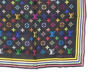 Louis Vuitton Handkerchief Monogram Black Multicolor Silk 100% Mini — view 3