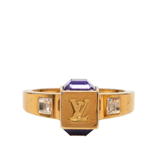 Louis Vuitton Bague Gambling Ring L Gold Purple Plated Swarovski