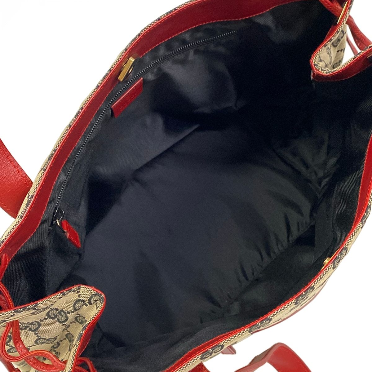 Gucci Tote GG Pattern Beige Dark Navy Red Leather — view 7