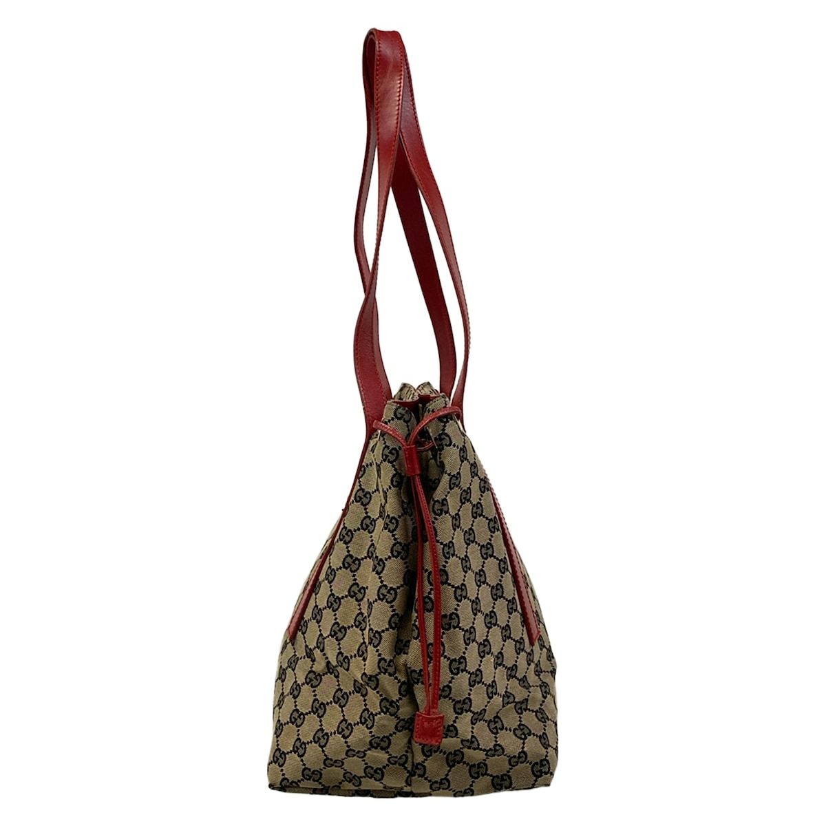 Gucci Tote GG Pattern Beige Dark Navy Red Leather — view 4