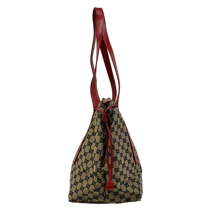 Gucci Tote GG Pattern Beige Dark Navy Red Leather — view 4
