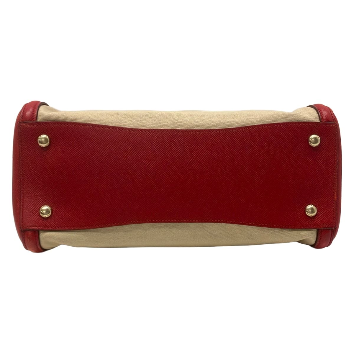 Prada Handbag Red Beige Leather — view 5