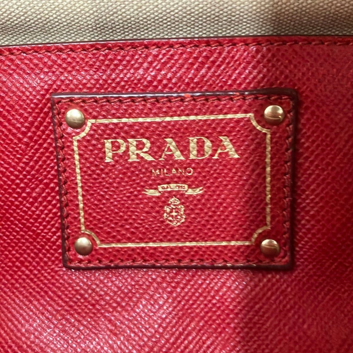 Prada Handbag Red Beige Leather — view 9
