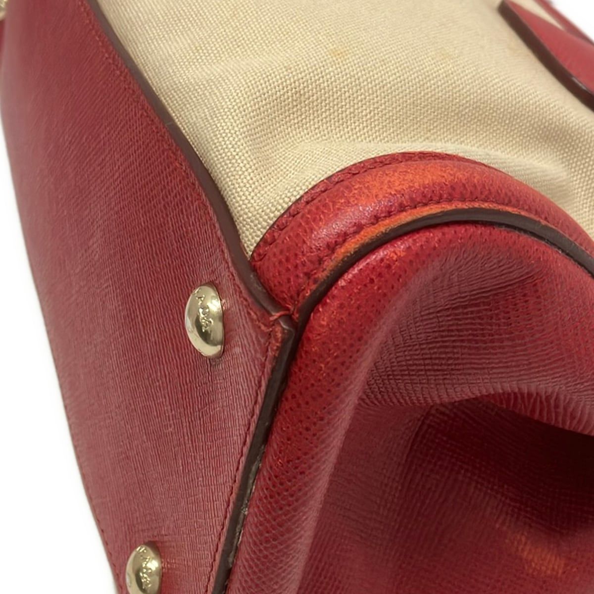 Prada Handbag Red Beige Leather — view 6