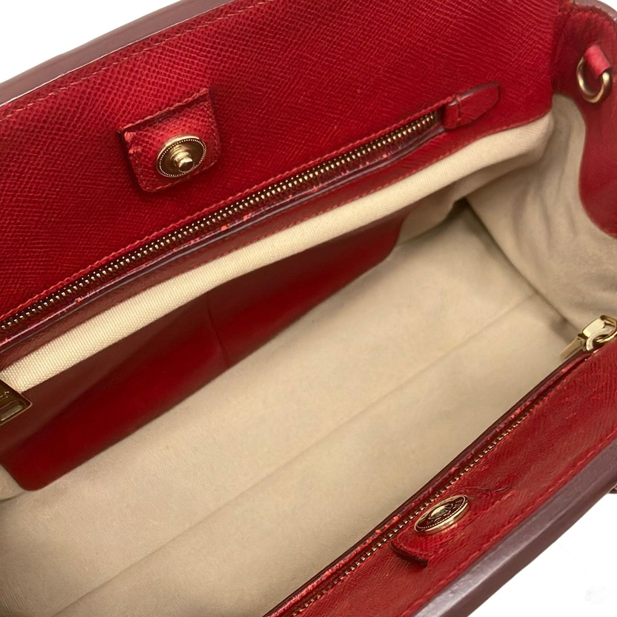 Prada Handbag Red Beige Leather — view 7