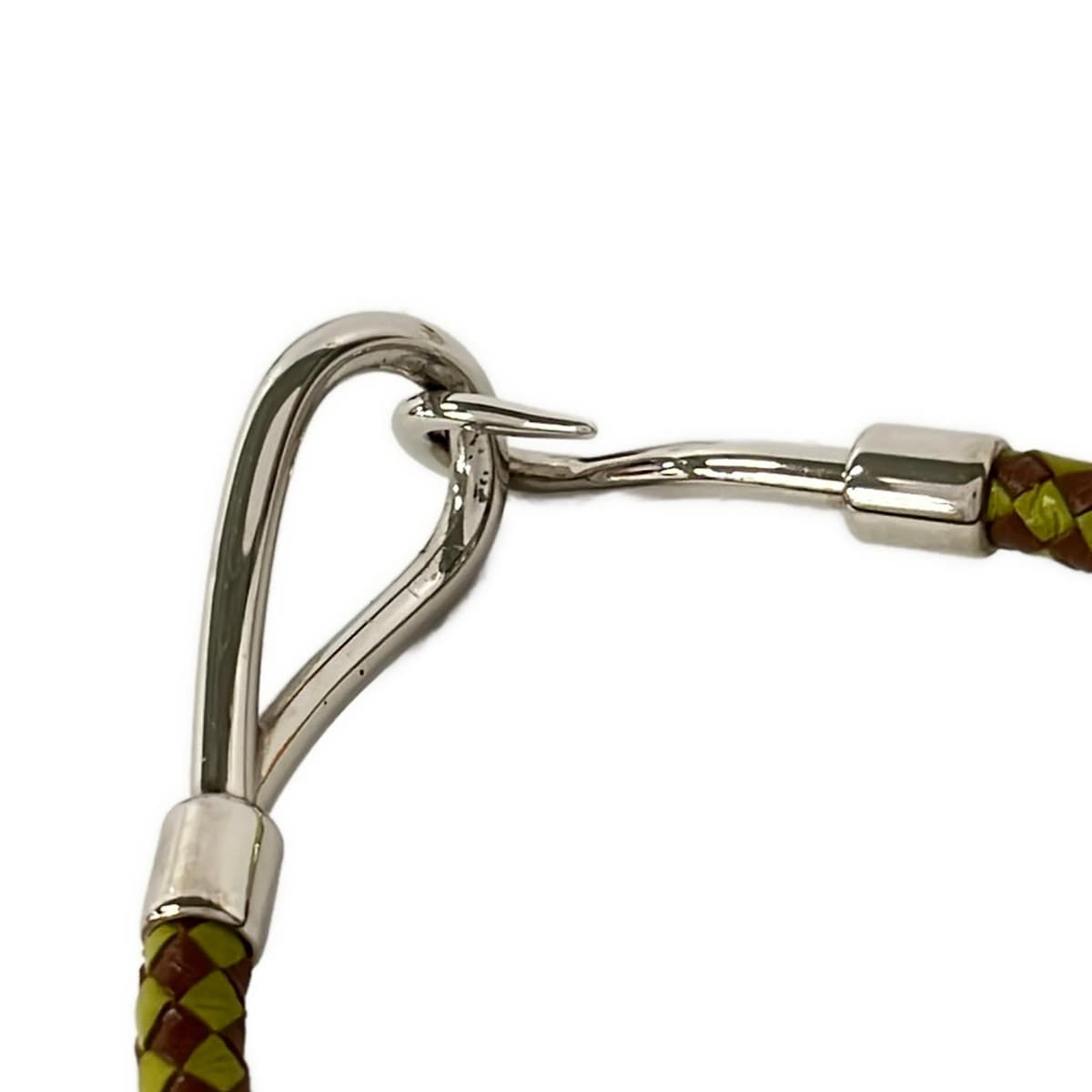 Hermes Bracelet Jumbo Leather Khaki Brown Silver Braid — view 3