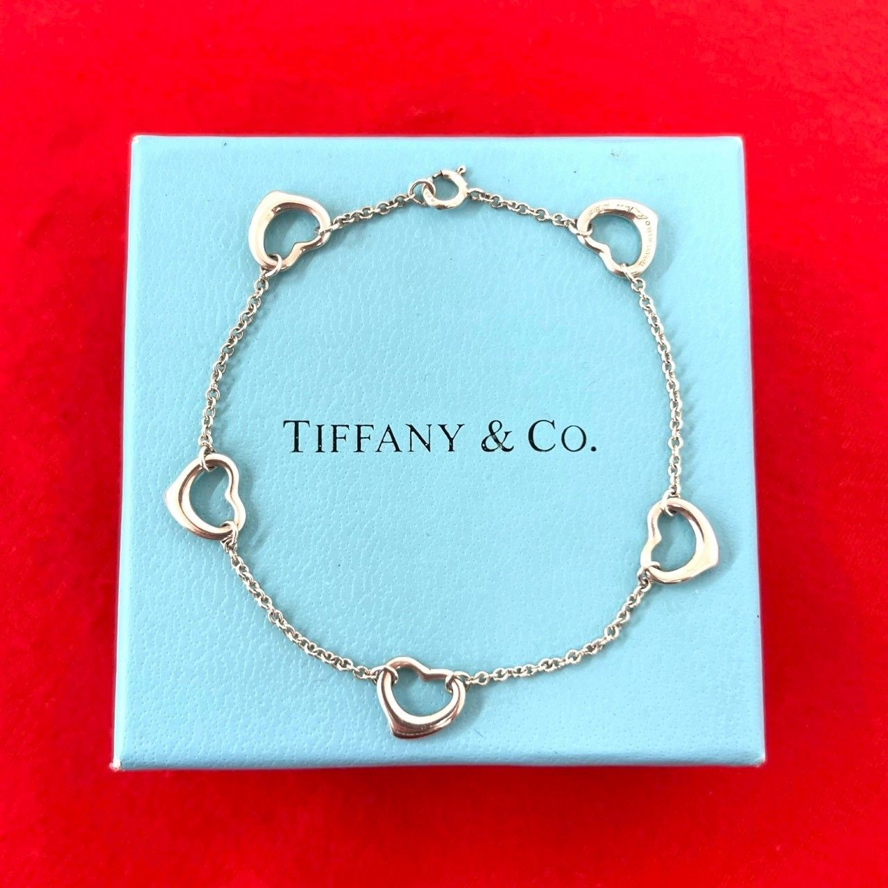 Tiffany & Co Vintage Open Heart Bracelet 925 Sterling Silver