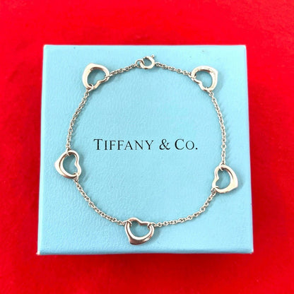 Tiffany & Co Vintage Open Heart Bracelet 925 Sterling Silver