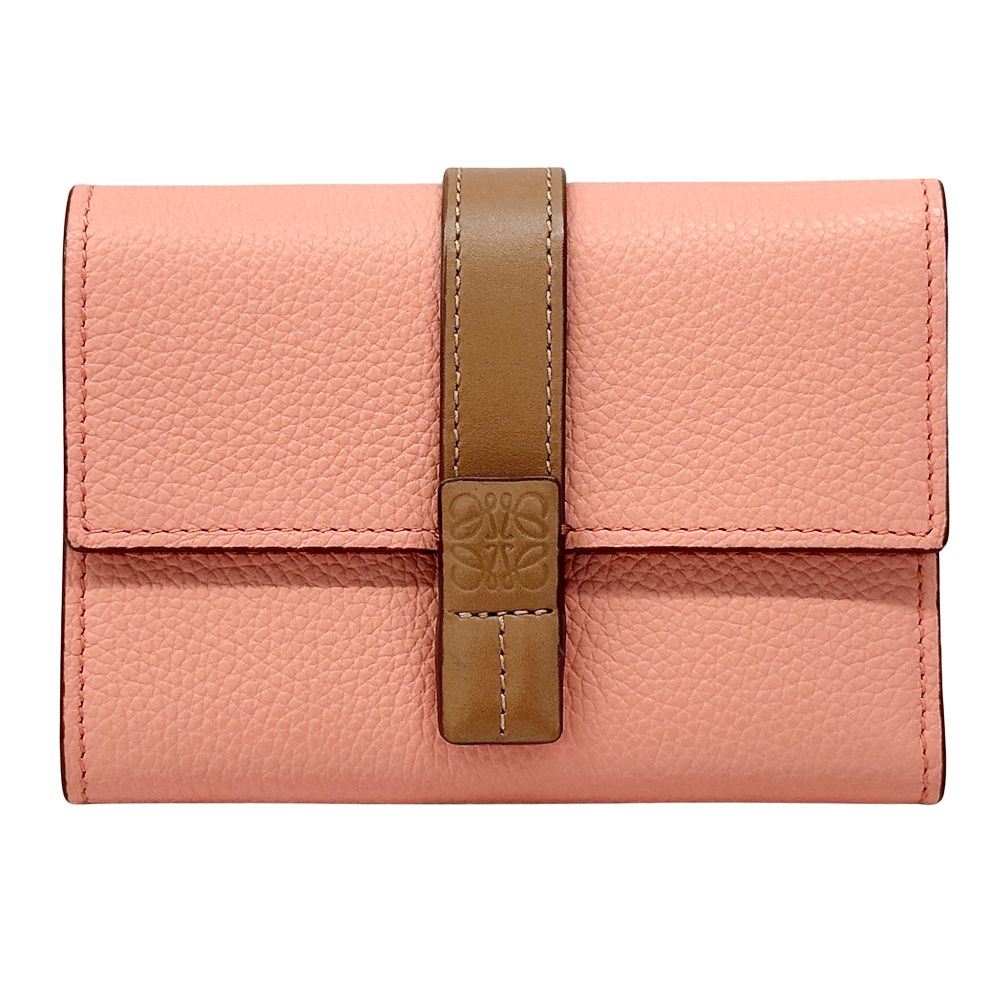 Loewe Wallet Trifold Soft Gray Necklace Vertical Small Pink Brown Orange