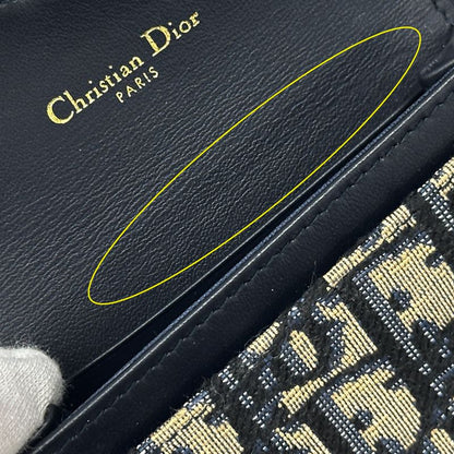 Dior Card Case Oblique Jacquard Canvas Saddle Blue Holder Navy Beige Small — view 9
