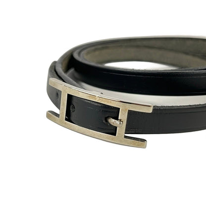 Hermes Bracelet Hapi 3 Leather Black Silver — view 4