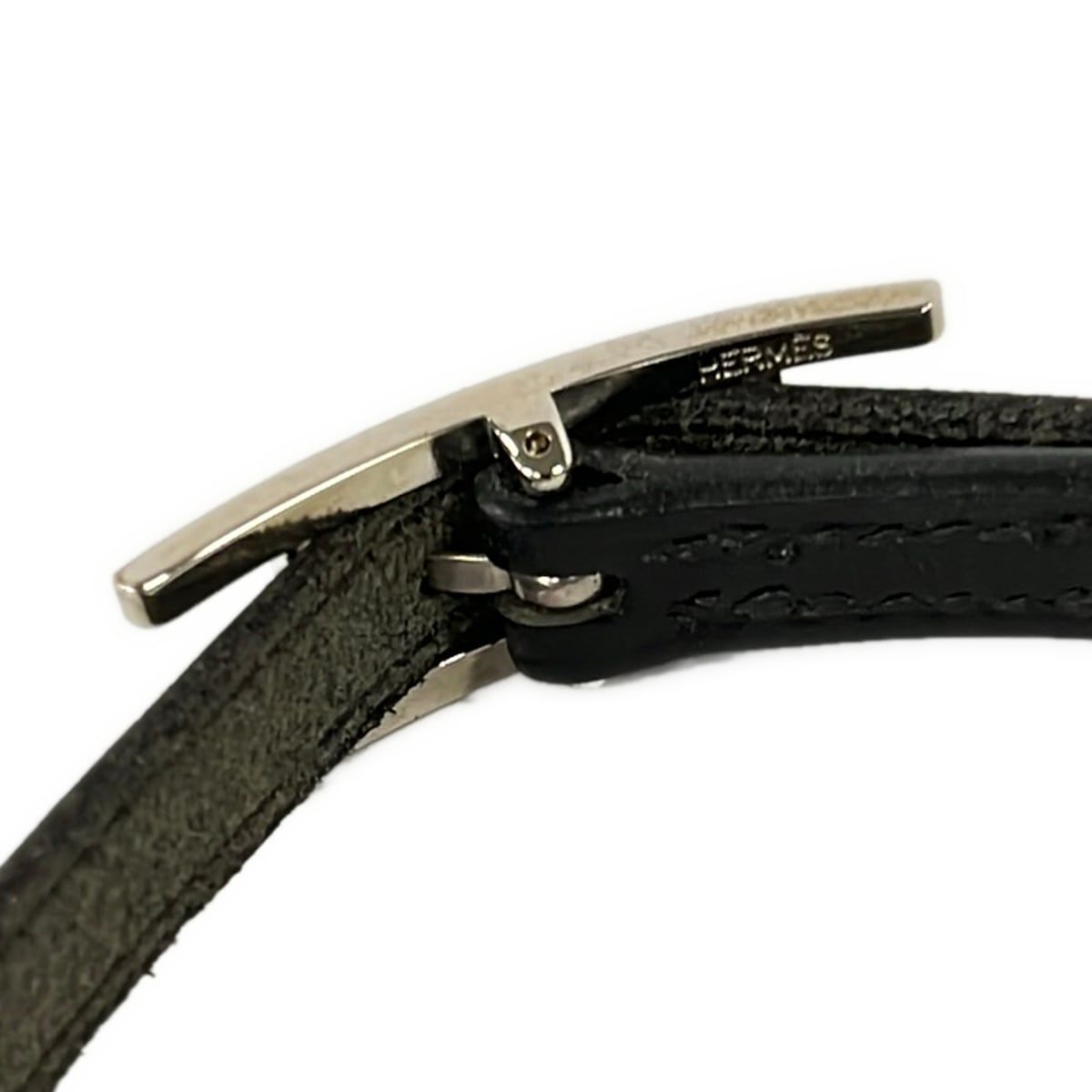 Hermes Bracelet Hapi 3 Leather Black Silver — view 3