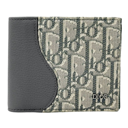 Dior Wallet Oblique Saddle Bifold Jacquard Leather Gray