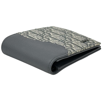 Dior Wallet Oblique Saddle Bifold Jacquard Leather Gray — view 3