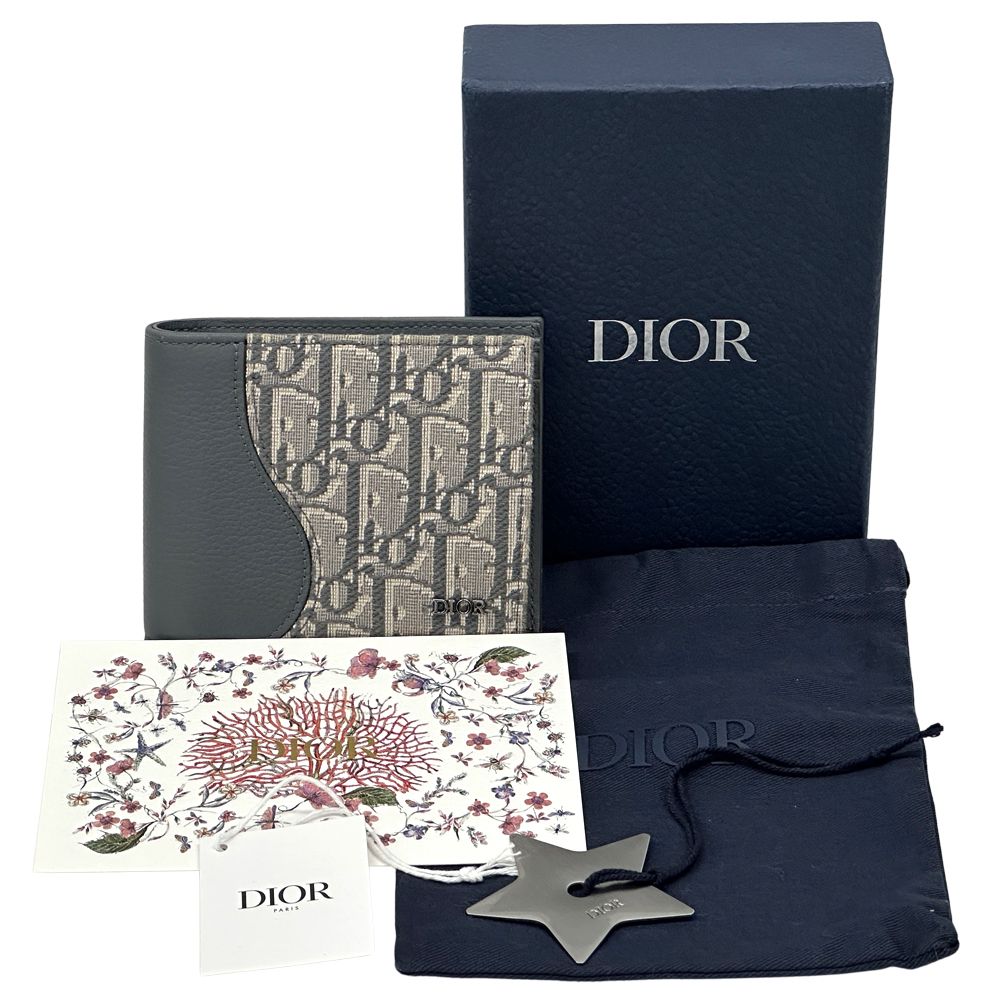 Dior Wallet Oblique Saddle Bifold Jacquard Leather Gray — view 6