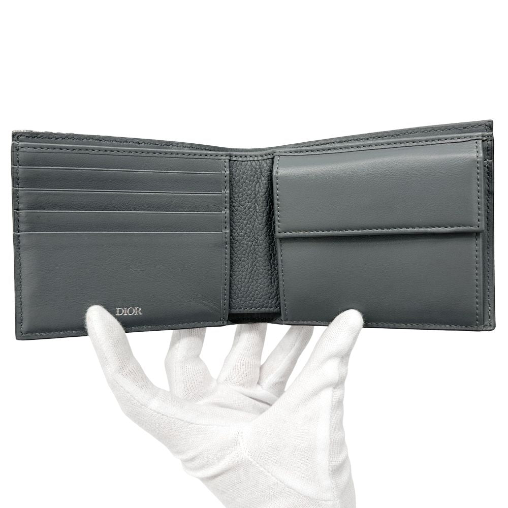 Dior Wallet Oblique Saddle Bifold Jacquard Leather Gray — view 4