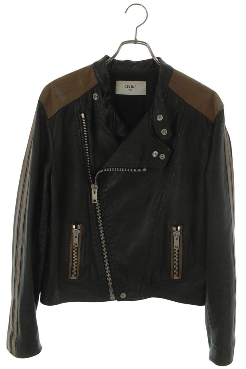 Celine Cafe Leather Bicolor Jacket 50