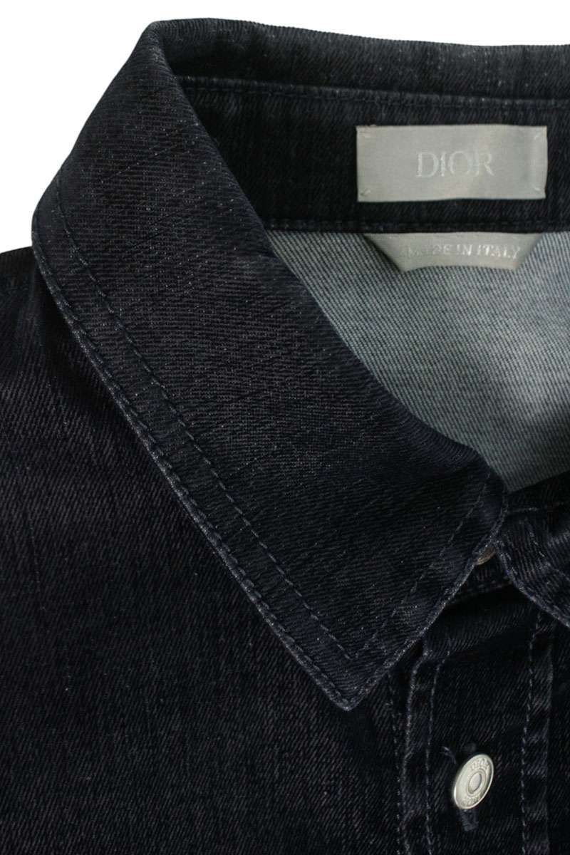 Dior Logo Embroidered Velvet Denim Long Sleeve Shirt 39 — view 3