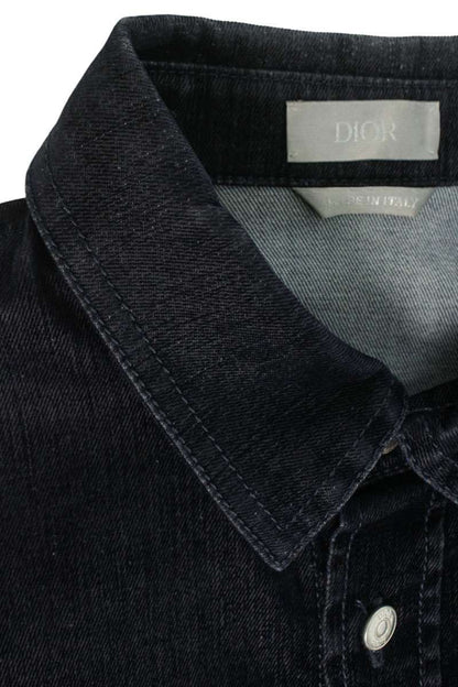 Dior Logo Embroidered Velvet Denim Long Sleeve Shirt 39 — view 3