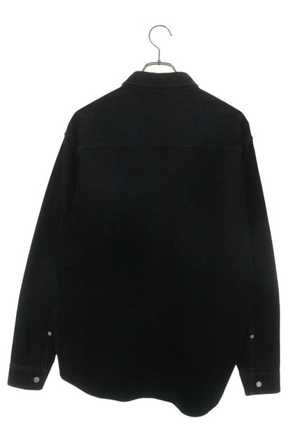 Dior Logo Embroidered Velvet Denim Long Sleeve Shirt 39 — view 2