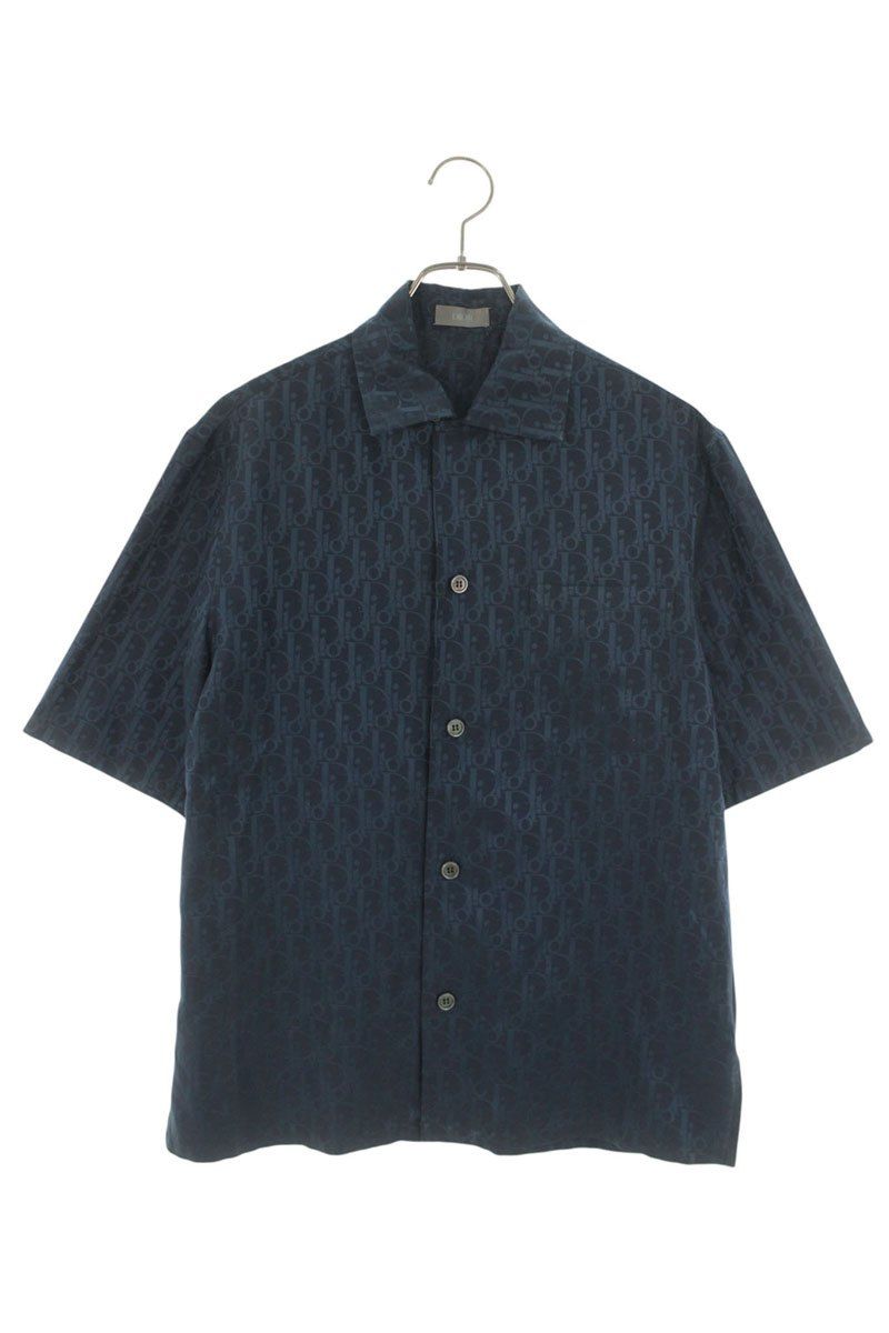 Dior Oblique Jacquard Silk Short Sleeve Shirt 37