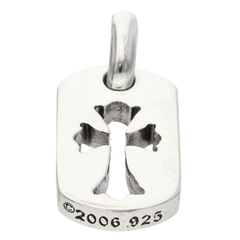Chrome Hearts DT Tny CO Crs Tiny Cutout Cross Dog Tag Charm Silver Pendant — view 5