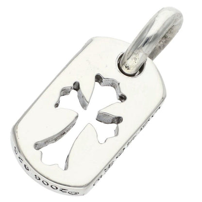 Chrome Hearts DT Tny CO Crs Tiny Cutout Cross Dog Tag Charm Silver Pendant
