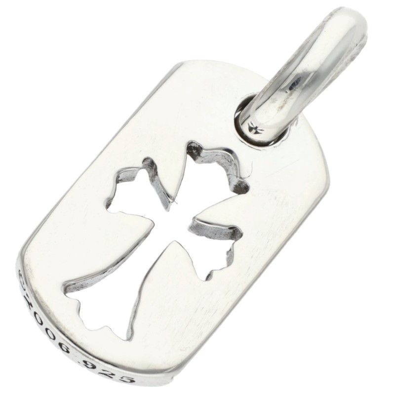 Chrome Hearts DT Tny CO Crs Tiny Cutout Cross Dog Tag Charm Silver Pendant — view 2