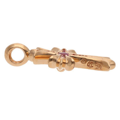 Chrome Hearts 22k Tny Crsf P Rub Tiny Fat Cross Pave Ruby Pendant Gold — view 3