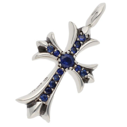 Chrome Hearts Tny Crsf P Sap Tiny Fat Cross Pave Saffiano Pendant Silver